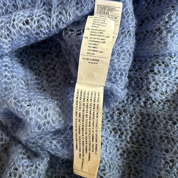 UNITED COLORS OF BENETTON sky blue super soft mohair blend cardigan size L - Picture 7 of 13